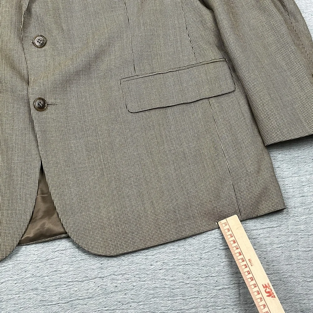 Vintage Oak Creek Sport Coat Mens 44R Beige Wool Houndstooth‎ Blazer USA MADE